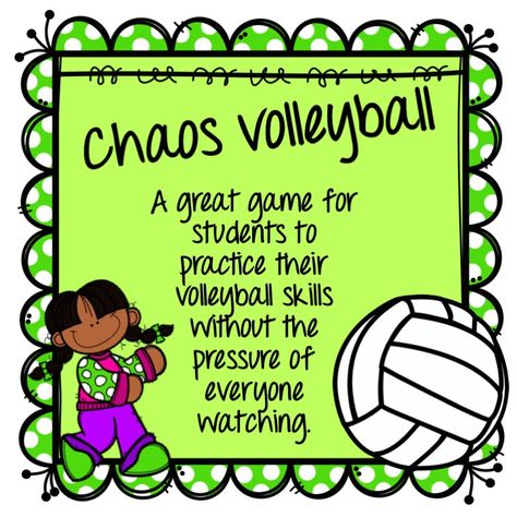 Chaos Volleyball - An Alternative to Volleyball - Darbyshire's Crew Teaching Resources Beginner Volleyball, Pe Games Elementary, Kids Exercise Activities, Elementary Games, Pe Lesson Plans, Multicultural Art, Gym Games For Kids, Volleyball Camp, Elementary Physical Education