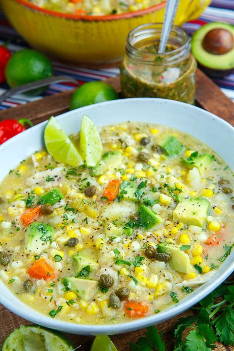 Ajiaco Soup, Colombian Chicken, Chicken And Corn Soup, Columbian Recipes, Colombian Dishes, Chicken And Corn, Closet Cooking, Colombian Food, Corn Soup