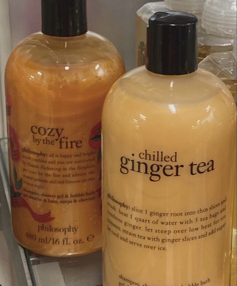 cozy by the fire and chilled ginger tea Pfp Autumn, Philosophy Body Wash, Ginger Aesthetic, Scented Body Wash, Soap Scents, Starbucks Aesthetic, Hairstyles Vintage, Autumn Skincare, Y2k Hairstyles