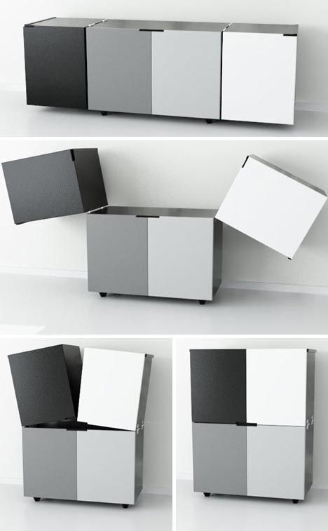 Space-saving, and multi-functional storage. Kids Furniture Design, Nordic Winter, Foldable Furniture, Transforming Furniture, Smart Furniture, Creative Furniture, Multifunctional Furniture, Modular Furniture, Space Saving Storage