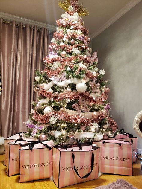 Pink, white christmas tree decor, Victoria secret Good And Pink Christmas Tree, Christmas Tree Ideas White And Pink, Victoria’s Secret Christmas Tree, Vs Christmas Victoria Secret, Victoria Secret Christmas Tree, Pink Victoria Secret Christmas, White Christmas Tree Pink Ornaments, Christmas Tree White And Pink, Pink And White Christmas Aesthetic