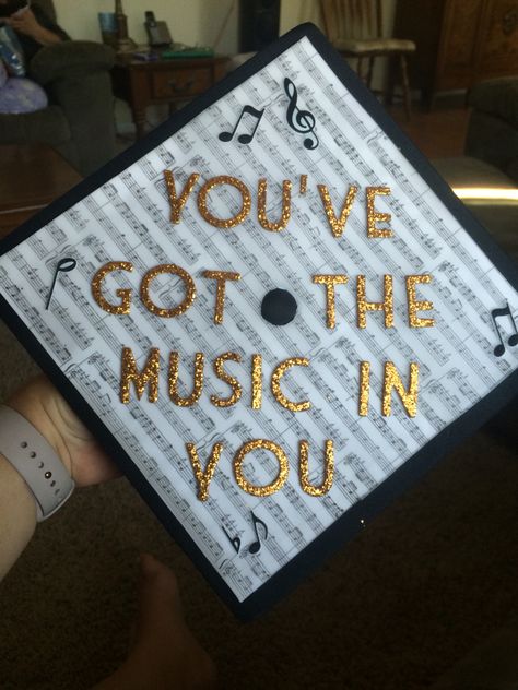 Music Graduation Cap Ideas, Music Teacher Graduation Cap, Graduation Cap Designs Music, 2026 Graduation, Graduation Cap Decoration Teacher, Cat Crafts Preschool, High School Graduation Cap Designs, Teacher Graduation Cap, Grad Hats