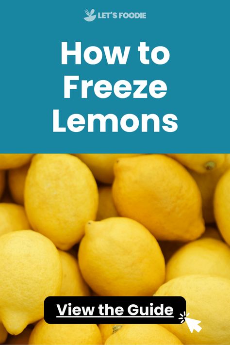 Wondering how to preserve your lemons for later? Freezing lemons is a quick and easy way to keep their vibrant flavor fresh for months! Whether you choose to freeze them whole, juice them, or save the zest, our step-by-step guide breaks it all down. You'll just be amazed at how versatile frozen lemons can be in your recipes, drinks, or for simply adding zest to your dishes. Come explore the benefits of always having lemon on hand while limiting waste. You'll wow your taste buds with this lemon hack! Freezing Peaches With Lemon Juice, Freeze Lemons, Frozen Lemons, Lemon Hacks, Freezing Lemons, Recipes Drinks, Frozen Lemon, How To Squeeze Lemons, Vegan Paleo