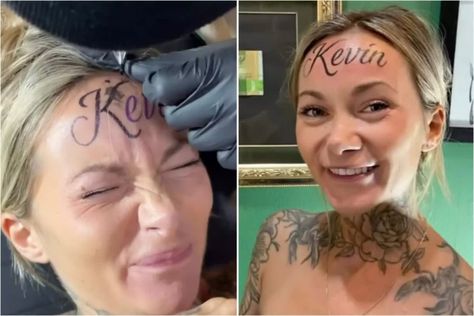 Boyfriend's name tattoo on the forehead: It's amazing what adults will do for a little attention on social media — recently, an influencer claimed to have tattooed her boyfriend's name on her forehead. To see more click here: #SocialMediaStunts #FakeTattooReveal #InfluencerHoax #AttentionSeeking #ExpressingLove #SocialMediaInfluence #BodyArtExperience #MediaResponsibility #TattooRemoval #InternetGullibility Boyfriend Name Tattoos, Boyfriend Names, Attention Seeking, Tattoo Removal, Name Tattoo, Name Tattoos, Fake Tattoos, Tattoo On, Body Art