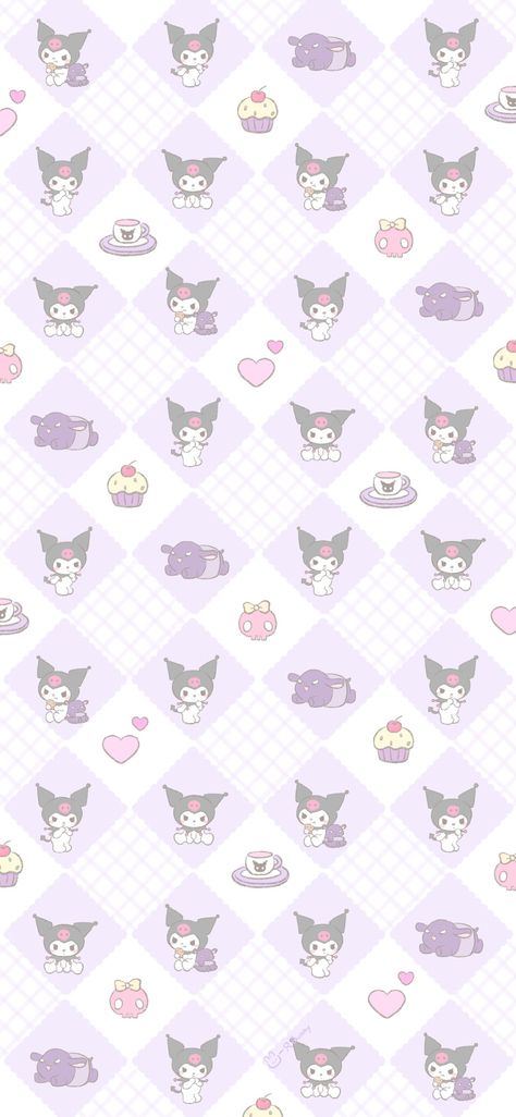 Kuromi Pattern Wallpaper, Sanrio Poster, Kuromi Wallpaper, Light Purple Wallpaper, Kitty Pictures, Jelly Wallpaper, Walpaper Hello Kitty, Purple Iphone, Kitty Items