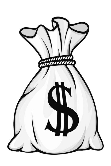 Bag Of Money Tattoo, Money Bags Drawings, Basic Tattoo Stencil, Moneybag Tattoos Stencil, Money Bag Stencil, Hustle Tattoo Stencil, Money Bags Tattoo, Hood Tattoo Stencil, Money Art Drawings