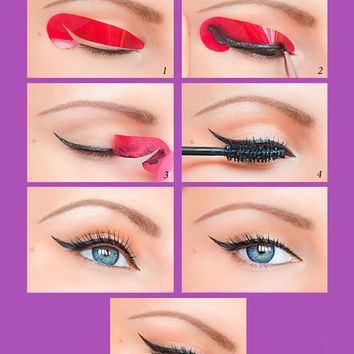 Quick Eyeliner Stickies Stencils Cosmetic Eye Makeup Tool  Free Shipping NEW Fish Eyeliner, Quick Eyeliner, Eyeliner Guide, Double Eyeliner, Classic Eyeliner, Makeup Stencils, Bold Eyeliner, Eye Makeup Images, Eyeliner For Beginners