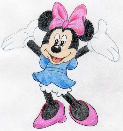 How To Draw Minnie Mouse: www.easy-drawing-and-sketches.com Draw Minnie Mouse, Animation Character Drawings, Minnie Mouse Cartoons, Minnie Mouse Drawing, Mouse Sketch, Cartoon Drawings Sketches, Disney Character Drawings, Disney Character Drawing, Cartoon Drawings Of People