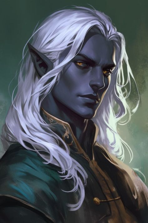 Drow Wizard Male, Drow Male Art, Dnd Character Art Male, Dark Elf Male, Drow Wizard, Drow Dnd, Wizard Portrait, Dnd Drow, Elves Art