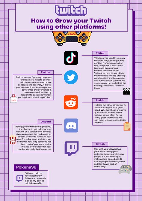 A detailed explaination of how each method of social media should be used to grow your stream! #gamer #streamer #twitch #Pokena98 #gaming #streaming #grow #smallsteamer How To Become A Streamer, Vtuber Content Ideas, How To Start Streaming, Twitch Tips, Streaming Ideas, Streaming Tips, Twitch Streaming Setup, Twitch Streaming, Build A Community