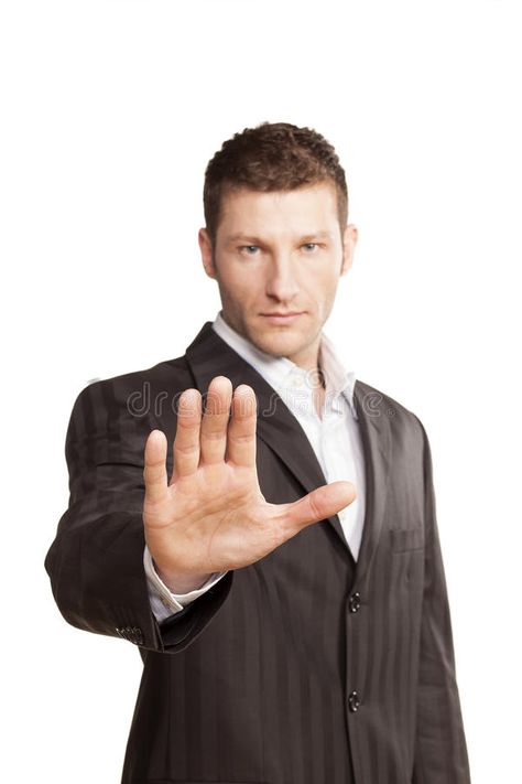 Business Man With Stop Hand Up. On White Background , #Affiliate, #Stop, #Man, #Business, #Background, #White #ad Business Man Stock Photo, Stop Reaction Pic, Stock Images Funny, Standing On Business, Stop Meme, Stock Images People, Png Character, Thinking Pose, Angry Person