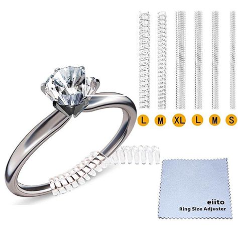 Eiito Ring Size Adjuster (Set of 4 Sizes), Ring Adjusters -Assorted Sizes, Ring Size Reducer Ring Guard Snuggies with Silver Polishing Cloth (1.2mm/2mm/3mm/4mm) Ring Adjuster, Ring Size Adjuster, Ring Spacer, Ring Guard, Sports Equipment, Wedding Inspo, Jewelry Watches, Shoe Jewelry, Ring Size