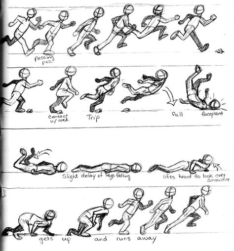 Running And Tripping Reference, How To Animate Running, How To Draw Running Person, Drawing Someone Running, Trip And Fall Pose Reference, Animation Sketches Movement, Running Looking Back Reference, Run Animation Reference, Running After Someone Drawing