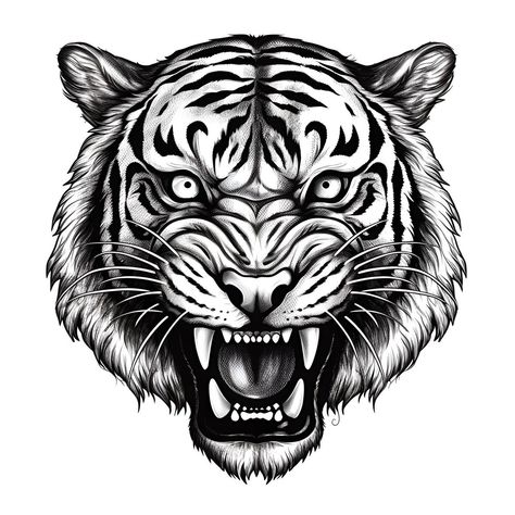 Tattoo Designs Tiger, Tiger Face Drawing, Traditional Tiger Tattoo, Tiger Face Tattoo, Tiger Head Tattoo, Big Cat Tattoo, Design Dragon, Tiger Tattoo Design, Clever Tattoos