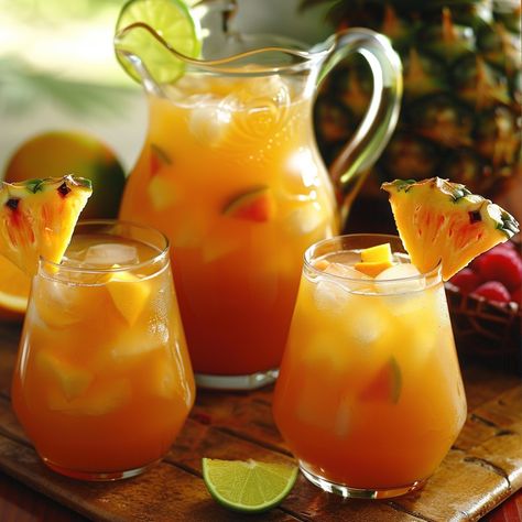 🍹 Sip into paradise with this Caribbean Rum Punch! 🍹🌴 #CaribbeanRumPunch #TropicalVibes Caribbean Rum Punch Ingredients: Dark rum (1 cup) Light rum (1 cup) Pineapple juice (2 cups) Orange juice (2 cups) Grenadine (1/4 cup) Lime juice (1/4 cup) Simple syrup (1/4 cup) Fresh fruit slices (for garnish) Ice (as needed) Instructions: In a large pitcher, combine dark rum, light rum, pineapple juice, orange juice, grenadine, lime juice, and simple syrup. Stir well to mix. Fill glasses with ice an... Caribbean Rum Punch, Instagram Recipes, Caribbean Rum, Fruit Slices, Twisted Recipes, Light Rum, Rum Punch, Fruit Slice, Trending Recipes