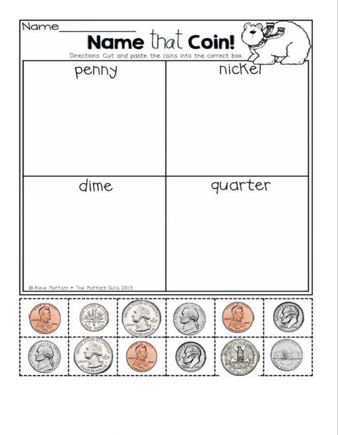 Money Counting Money Worksheets Kindergarten, Coin Worksheets Kindergarten, Count Money Worksheet, Coin Sorting Activity, Learning To Count Money, 2nd Grade Money Math Worksheets, Money Learning Activities Kids, Preschool Money Activities, Learning Money For Kids Free Printable