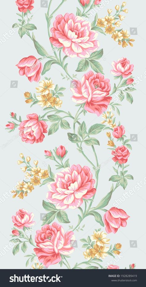 Floral Stripe Elegant Rose Pink Stock Illustration 1928289419 | Shutterstock Flower Border Png, Abstract Watercolor Flower, Digital Graphics Art, Flower Clip Art, Mughal Art Paintings, Botanical Flower Art, Floral Textile, Flower Drawing Design, Print Design Art