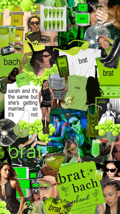 Brat Bach 💚 #charliexcx #brat #bratbach #bratbachelorette #bachelorette #bachelorettetheme #bachparty #bach #bratbachtheme #bratsummer #brataesthetic #bratbacheloretteparty #charliexcxaesthetic Brat Bachelorette Party, Brat Party Ideas, Brat Party Outfit, Brat Birthday Theme, Brat Birthday Party, Brat Themed Party, Brat Birthday, 21 Bday Ideas, Brat Party