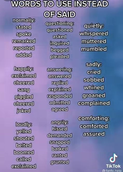 Things To Use Instead Of Said, Other Words For Said Quietly, Words To Use Other Than Said, More Words For Said, What To Use Instead Of Said, Words Instead Of Asked, Other Words For Walk, Alternatives To Said, Words To Use Instead Of Asked