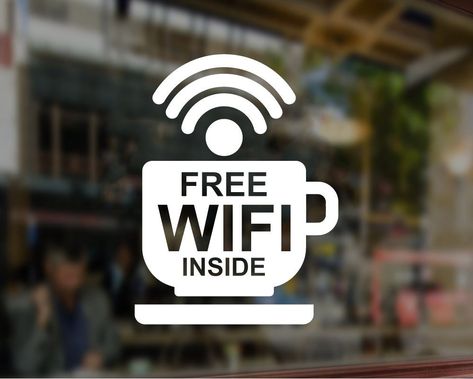 WiFi sticker, WiFi decal, Free WiFi window sticker, cafe WiFi sticker, wireless window decal, WiFi internet sticker, restaurant WiFi sticker Kids Bedroom Wall Decals, Storefront Windows, Small Restaurant Design, Switch Decals, Light Switch Sticker, Nursery Stickers, Outside The Window, Kids Bedroom Walls, Wifi Internet