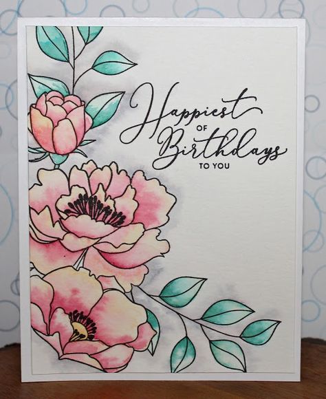 There's a Card for That: Happy Floral Birthday | Delicate Flowers Flower Page Design, Flower Cover Page Design, Floral Cover Page Design, Side Boarders Designs For Projects, Simple Flower Cards Handmade, Floral Front Page Design, Flower Birthday Card Ideas, Flower Front Page Design, Border Flower Designs Drawing