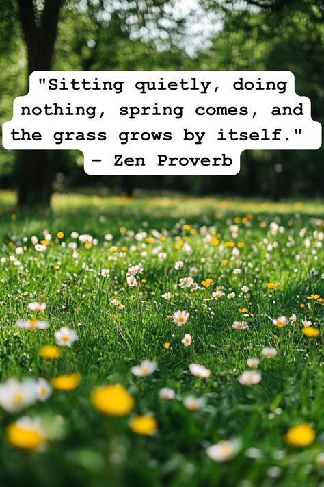 Sometimes, doing nothing is exactly what we need. Save this Zen proverb for a peaceful reminder. #ZenProverbs #MindfulnessQuotes #InnerPeace #DailyWisdom Zen Rules, Zen Proverbs, Daily Calm, Zen Quotes, Daily Wisdom, Doing Nothing, Spring Is Coming, Mindful Living, Mindfulness Quotes