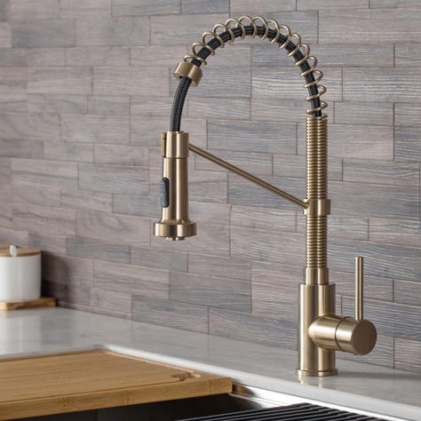 Commercial Style Kitchen, Bronze Kitchen Faucet, Commercial Kitchen Faucet, Modern Kitchen Faucet, Modern Sink, Single Handle Kitchen Faucet, Champagne Bronze, Kitchen Sink Faucets, Commercial Kitchen