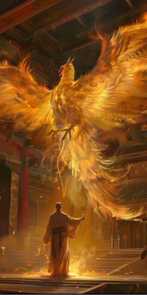 Golden Phoenix, Phoenix Artwork, Beast Creature, Phoenix Art, Magic Aesthetic, Fantasy Places, Beautiful Dark Art, Mystical Creatures, Arte Fantasy