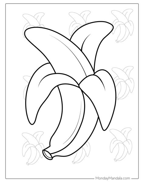 20 Banana Coloring Pages (Free PDF Printables) Banana Drawing Easy, Banana Craft Preschool, Banana Drawing Simple, Banana Drawing, Banana Outline, Banana Svg Free, Banana Coloring Page, Banana Crafts, Banana Picture