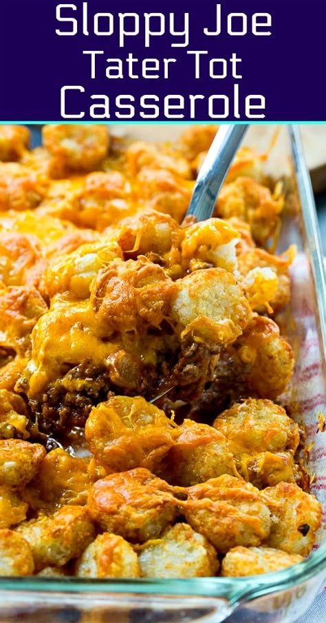 Sloppy Joe Tater Tot Casserole, Spicy Southern Kitchen, Tater Tot Recipes, Tater Tot Casserole Recipes, Tot Casserole, Crock Pot Recipes, Tater Tot Casserole, Southern Kitchen, Tater Tots