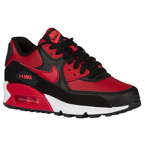 Nike Air Max 90 - Boys' Preschool Nike Boots Mens, Ella Shoes, 90 Women, Red Nike Shoes, Nike Air Max 90 Mens, Air Force One Shoes, Air Max 90 Leather, Nike Air Max White, Nike Boots