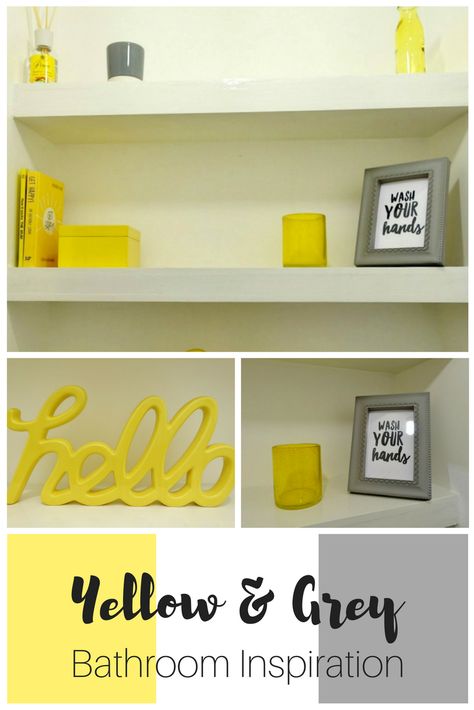 Yellow & Grey accessories for the bathroom / downstairs toilet - decor inspiration Gray And Yellow Bathroom Ideas, Grey And Yellow Bathroom Ideas, Gray And Yellow Bathroom, Black And Beige Bathroom, Yellow Bathroom Ideas, Yellow And Grey Bathroom, Yellow Bathroom Walls, Yellow Grey Bathroom, Duck Bathroom