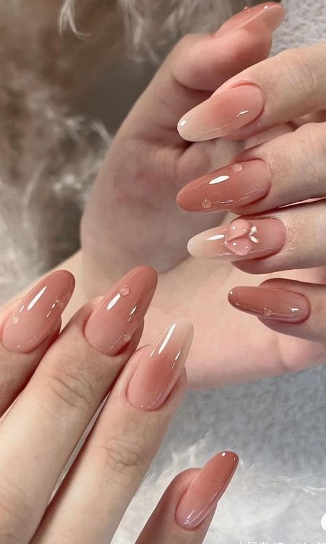 Sheer Nails, Heart Nail Designs, Plain Nails, Hello Nails, Asian Nails, Simple Gel Nails, Blush Nails, Pretty Gel Nails, Heart Nails