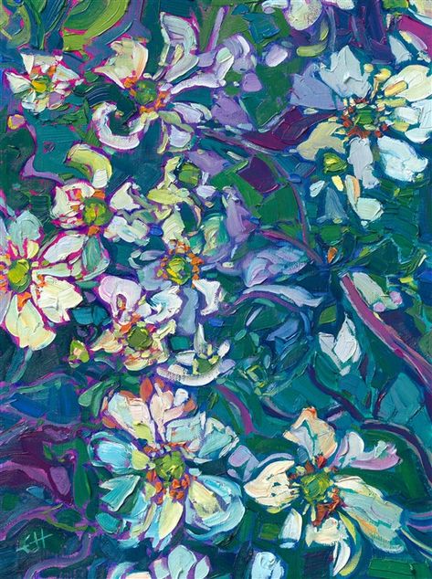 Anemone Blooms - Contemporary Impressionism Paintings by Erin Hanson Multi Panel Paintings, Monterey Cypress, Rising Moon, Erin Hanson, Contemporary Impressionism, Oil Painting For Sale, Large Painting, Painting Style, Anemone