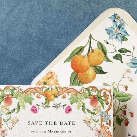 Jasmin Ryan on Instagram: "Florentine patterns, fruit and florals for what will be such a stunning wedding in Siena this summer 😍 #savethedate #weddinginvitations #watercolorinvitation #custominvitation #italywedding" Summer Wedding Italy, Summer Italian Wedding, Fruit Themed Wedding, Bright Italian Wedding, Italy Themed Wedding Invites, Italian Engagement Party Invitations, Italian Summer Wedding Invitations, Sicilian Wedding Theme, Italian Bridal Shower Invitations