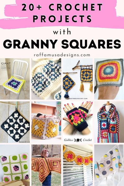 Are you a lover of crochet Granny Squares? Find here the most beautiful ideas and create awesome crochet projects with Granny Squares! Put your favorite afghan blocks at work and make something cute and unique. Things To Make From Granny Squares, Crochet With Granny Squares, Free Easy Crochet Patterns For Beginners Simple Granny Squares, Square Crochet Top Pattern, Small Granny Square Projects, Granny Square Gifts, Crochet Granny Square Ideas, Things To Make With Granny Squares, Granny Square Projects Ideas