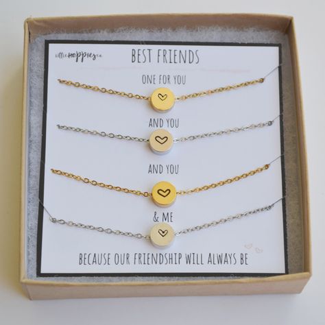 4 Piece Friendship Necklace, 4 Way Friendship Necklace, 4 Friendship Bracelets, Bff Jewelry For 4, Best Friend Necklaces For 4 People, Friendship Bracelets For 4 Friends, Friendsgiving Sleepover, Friendship Necklaces For 4 Unique, Frienship Gifts