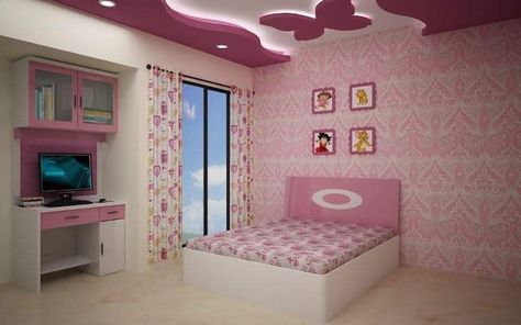 Kids Bedroom False Ceiling, Ceiling With Stars, Butterfly Ceiling, Stylish Kids Bedroom, Room False Ceiling, Kids Ceiling, Bedroom False Ceiling, Girls Bedroom Sets, Simple False Ceiling Design