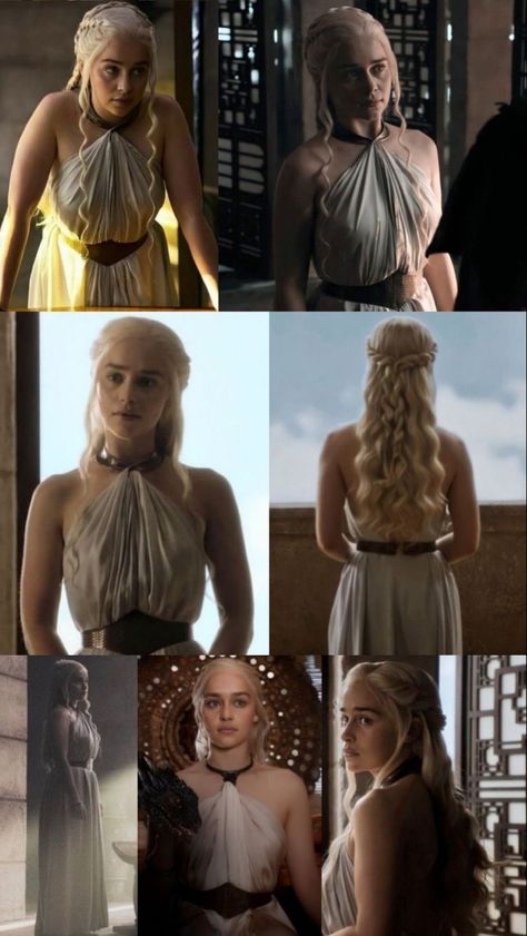 Game Of Thrones White Dress, Games Of Thrones Daenerys, Deanyres Targaryen Outfits, Danerys Targarian Dress, Deneryes Targeryan Costume, Danaerys Targaryen Outfit, Got Daenerys Dresses, Danarys Targaryen Outfits, Game Of Thrones Outfits Inspiration