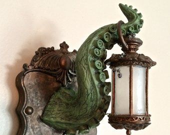 Etsy :: Your place to buy and sell all things handmade Casa Disney, Crafting Gifts, Tanah Liat, Lantern Wall, 다크 판타지, Gothic House, Wall Plaque, Cthulhu, Kraken