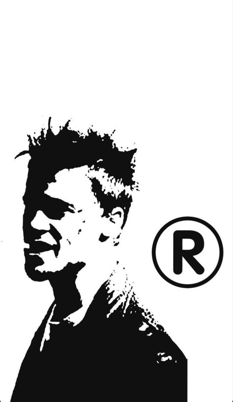 Tyler Durden Stencil, Tyler Durden Black And White, Tyler Durden Drawing, Tyler Durden Tattoo, Tyler Durden Aesthetic, Tyler Durden Wallpaper, Side Neck Tattoo, Club Tattoo, Sublimacion Ideas