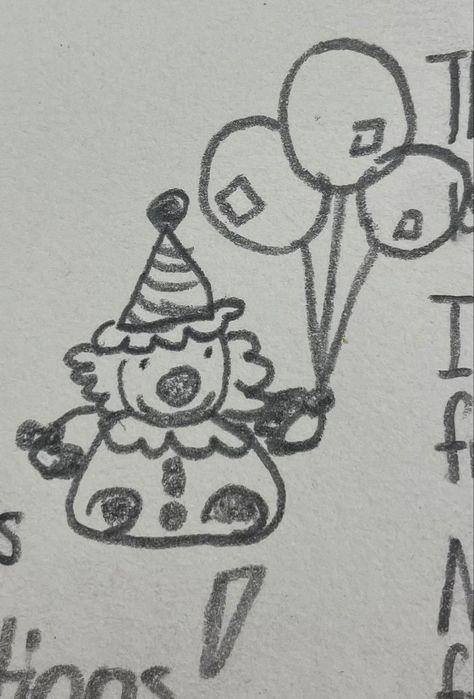 Lil Clown Drawing, Cute Clown Doodle, Little Character Doodles, Goofy Things To Draw, How To Draw A Clown, Little Guy Doodle, Silly Guy Doodles, Little Guy Drawing, Silly Little Drawings