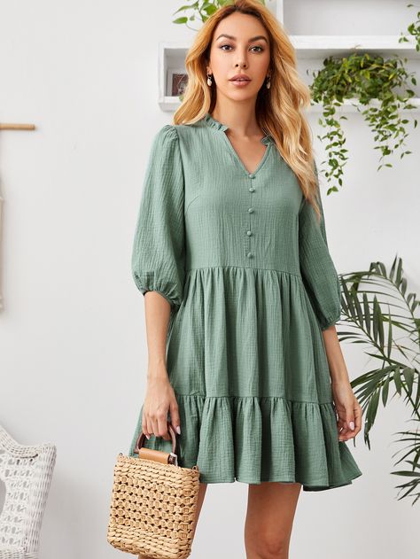 Cotton Dresses Summer, Cotton Short Dresses, Frock Fashion, Frock For Women, Linen Fashion, Trendy Dress Outfits, Kurta Designs Women, Cotton Dress Summer, Short Dresses Casual