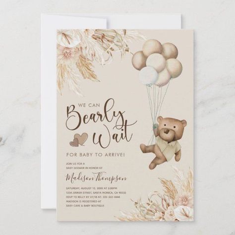 Invitacion Baby Shower Originales, Teddy Bear Baby Shower Invitations, Bohemian Baby Shower, Gender Neutral Baby Shower Invitations, Baby Event, Boho Baby Shower Invitations, Baby Shower Templates, Teddy Bear Baby Shower, Modern Baby Shower