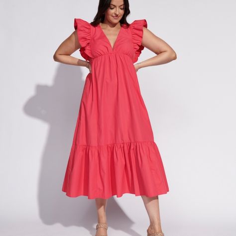 Abercrombie & Fitch Flutter Sleeve Tiered Midi Dress Pink Xs Petite Brand New! Abercrombie Dress, Abercrombie And Fitch Dresses, Strapless Midi Dress, Summer Work, Tiered Midi Dress, Sweater Dress Midi, Satin Midi Dress, Pink Midi Dress, Tiered Maxi Dress