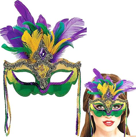 Masquerade Halloween Party, Mardi Gras Masks, Masquerade Ball Mask, Mardi Gra, Venetian Carnival Masks, Mardi Gras Outfits, Venetian Carnival, Carnival Mask, Feather Mask