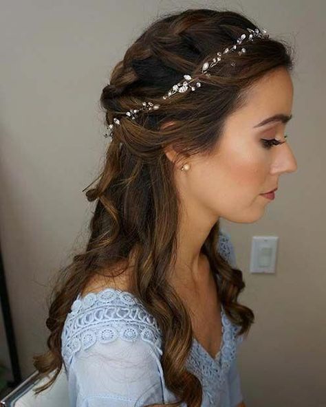 Recital Hairstyles, Hair With Headband, Headband For Wedding, Bridal Hair Half Up, Half Up Wedding, Half Up Wedding Hair, Snowy Wedding, Diy Wedding Hair, Braided Half Up