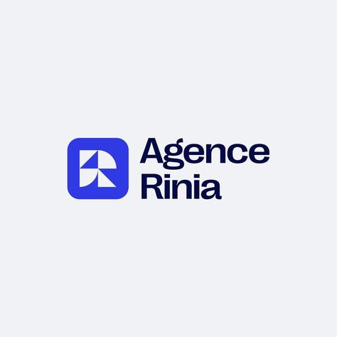 1. The Agence Rinia logo, made of a blue square with rounded corners, with an R inside. The R letter is composed of 2 triangles and 2 quadrants.
2. The design system of the Rinia agency in a mockup of palm leaves. Mockup by Bendito Mockup.
3. Rinia's pattern with the R logo
4. A Rinia Agency's billboard with a palm tree next to it. Mockup by Pangram Pangram Foundry
5. Showcasing the Right Grotesk font by Pangram Pangram Foundry, in use in the Agence Rinia branding. Negative Space Graphic Design, Web Development Logo, Focus Logo, Research Logo, Logo Design Agency, Management Logo, Agency Branding, Agency Logo, Developer Logo