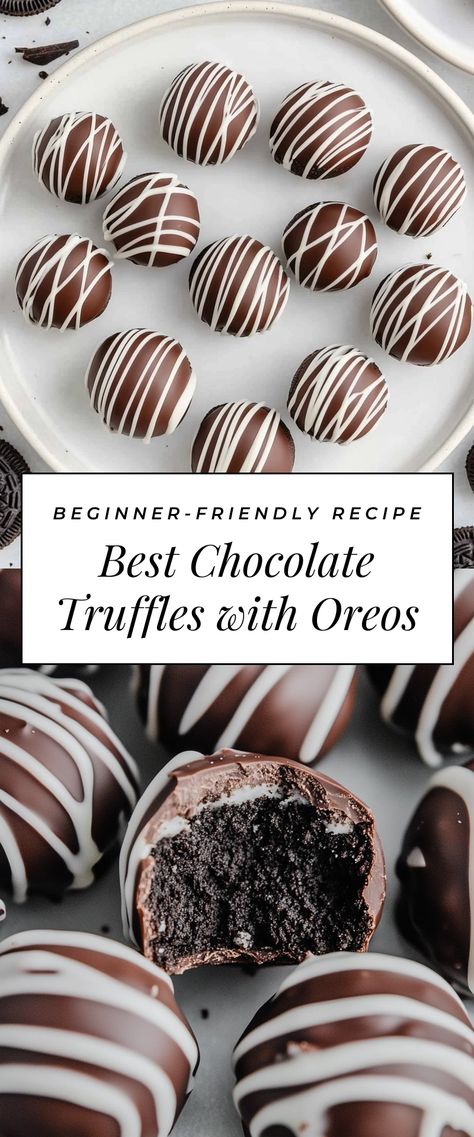 Image for Best Chocolate Truffles with Oreos Chocolate Covered Truffles, Truffle Dessert Recipes, Golden Oreo Truffles, Oreo Bon Bons, Cookie Contest Ideas, Truffles Recipe Easy, Birthday Cake Truffles, Chocolate Raspberry Truffles, Oreo Truffle Brownies