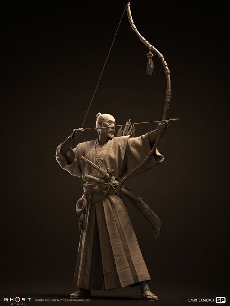 ArtStation - Ghost of Tsushima - Sensei Ishikawa, Emre Ekmekci Martial Arts Photography, Medieval Japanese, Samurai Concept, Ronin Samurai, Arte Ninja, Samurai Artwork, Digital Sculpture, Heroic Fantasy, Japanese Warrior